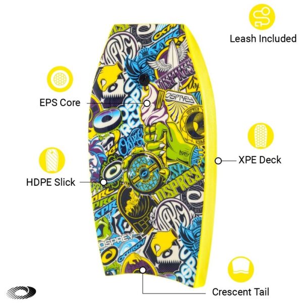 osprey bodyboard 33 inch stickers geel